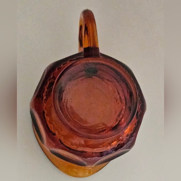 Indiana Glass King's Thumbprint Amber Creamer and Sugar set with Tray - Picture 11 of 16